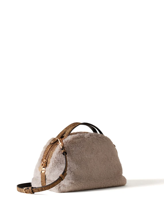 Borsa Bauletto small in faux fur con tracolla