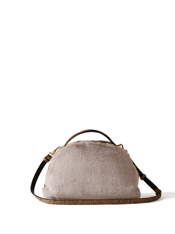 Borsa Bauletto small in faux fur con tracolla