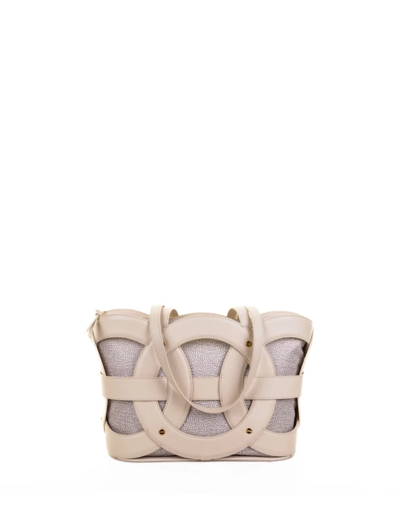 Shopping bag All Around in recycled jacquard fabric and leather
