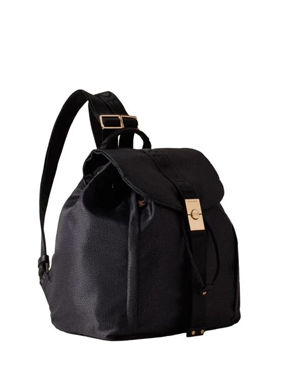Fold Medium Backpack in Black Recycled Fabric OP