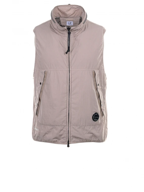 Nylon vest with zip