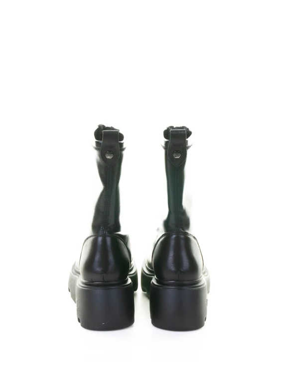 Biker nero platform in pelle