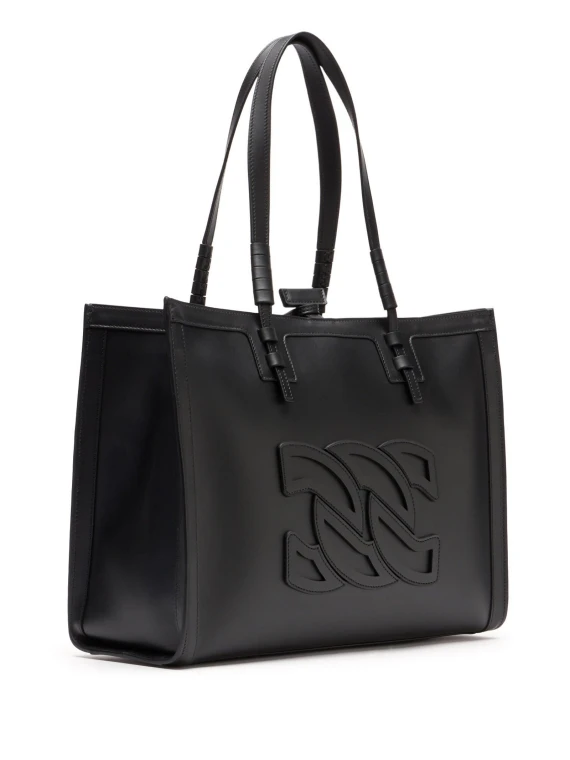 Borsa Beaurivage in pelle colore nero e logo C-Chain