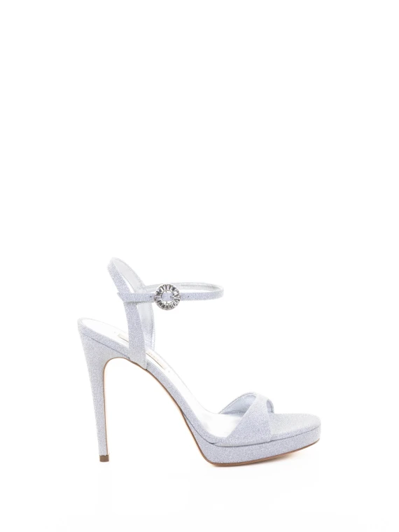 Sandali argento glitter con cinturino