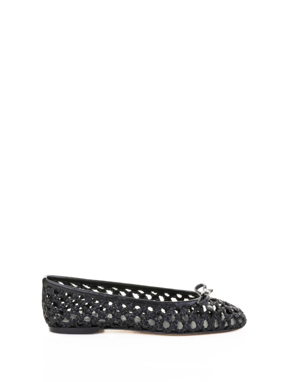 Black Perforated Women's Ballerina