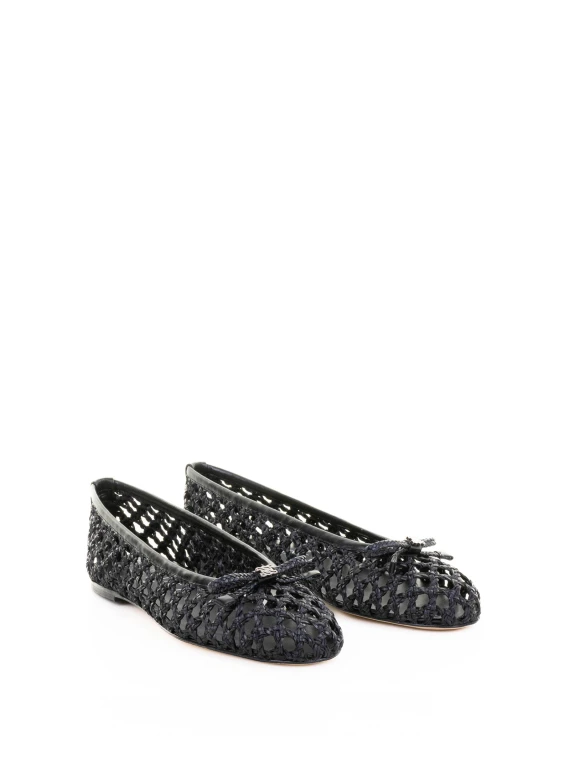 Black Perforated Women's Ballerina