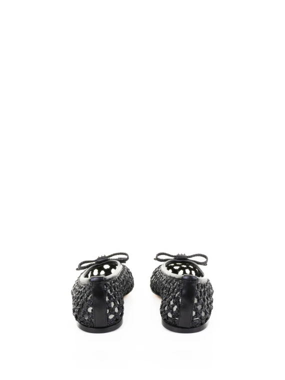 Black Perforated Women's Ballerina