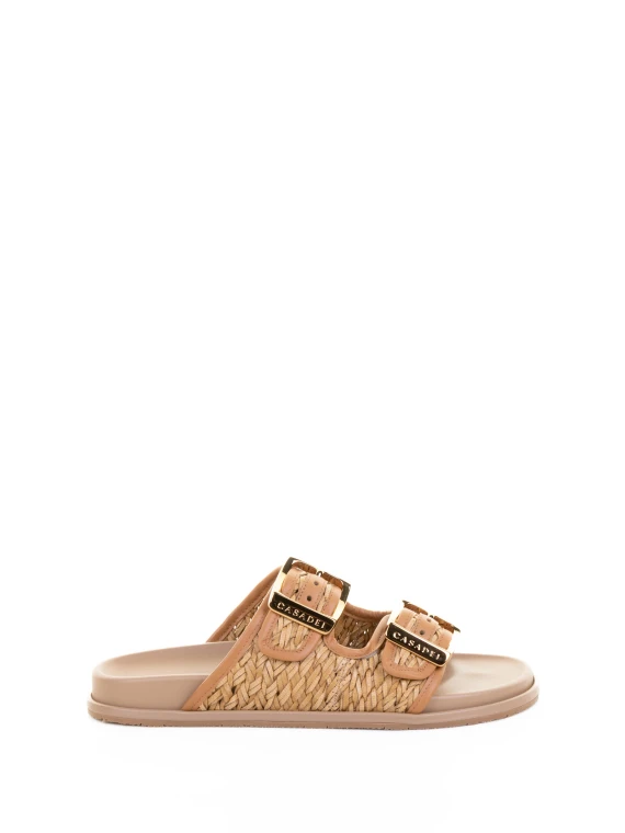 Fabric slipper with rubber sole