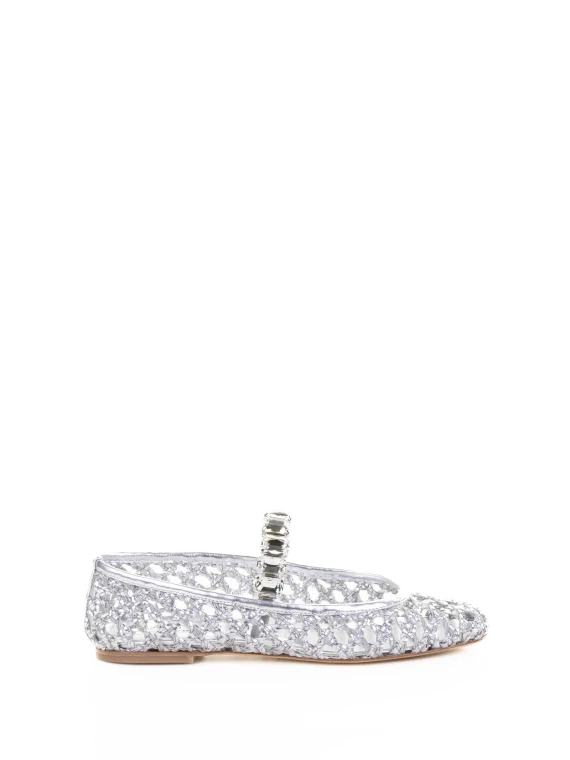 Ballerina donna argento traforata con strass