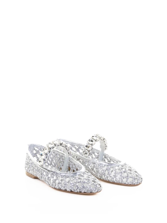 Women's Ballerina Silver Perforated