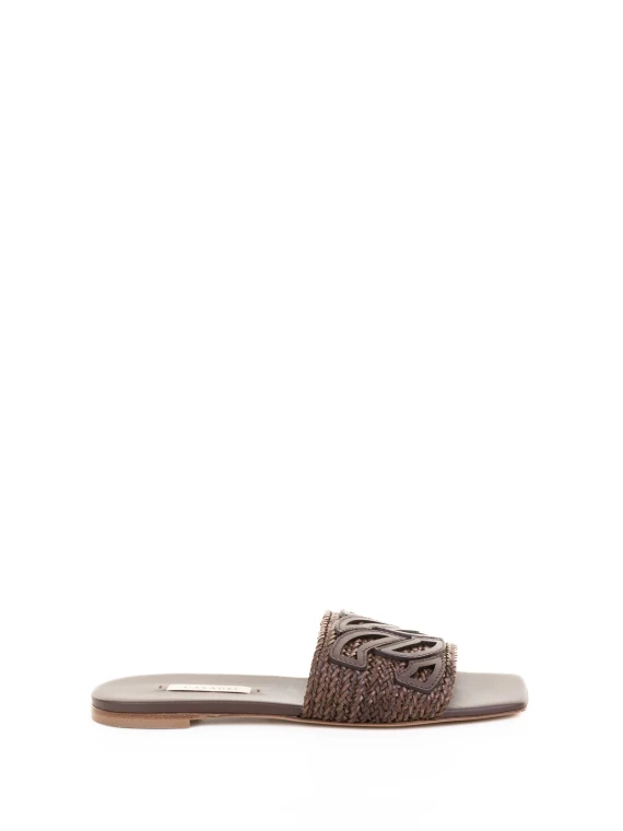 Ciabatta marrone in pelle