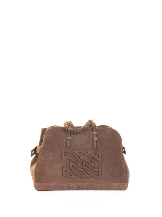 Borsa doppio manico Park Avenue marrone in suede