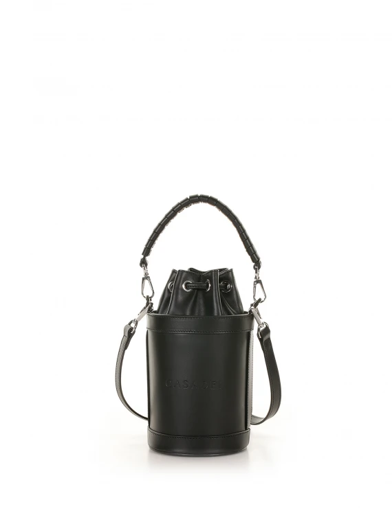 Giulia black leather bucket bag