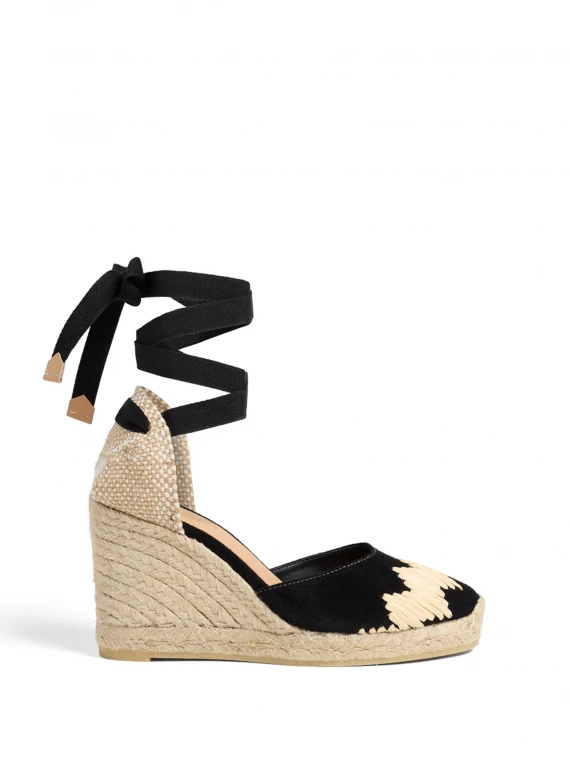 Suede espadrilles with ankle laces