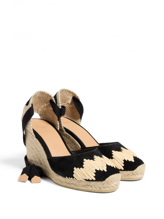 Espadrillas in suede con lacci alla caviglia