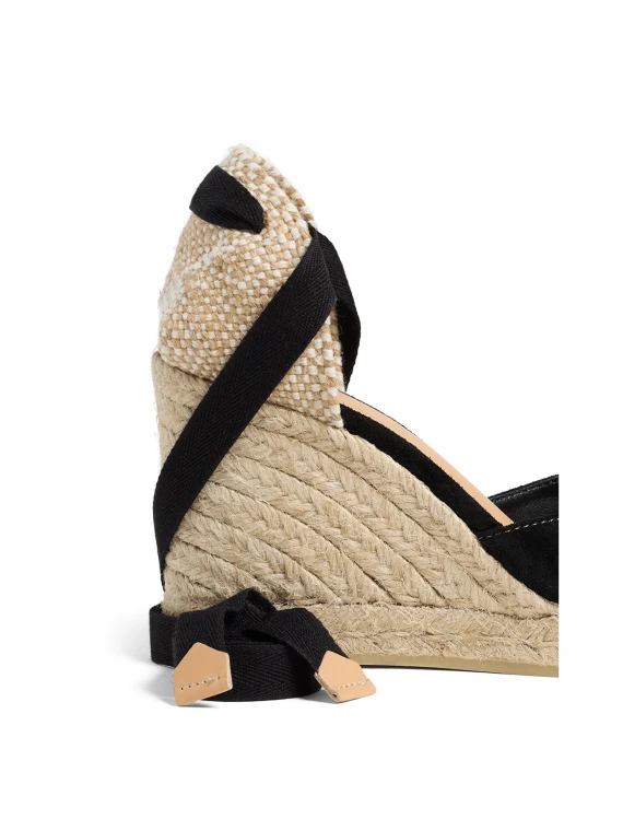 Espadrillas in suede con lacci alla caviglia