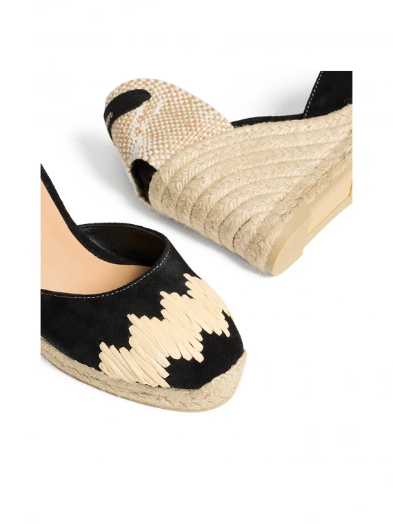 Suede espadrilles with ankle laces