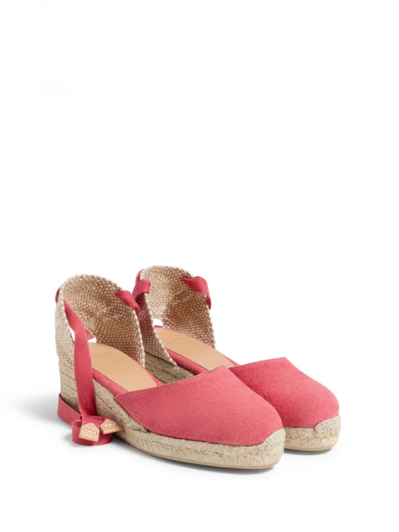 Espadrilles Carina fuxia with laces at the ankle