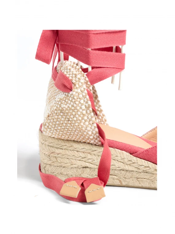 Espadrilles Carina fuxia with laces at the ankle