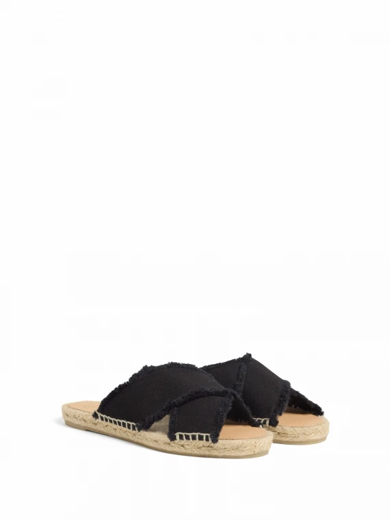 Black Palmera slipper with cross