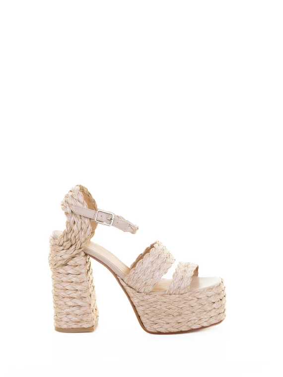 Sandalo Fresa in dyed raffia with strap closure