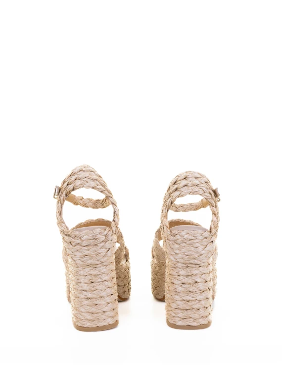 Sandalo Fresa in dyed raffia with strap closure