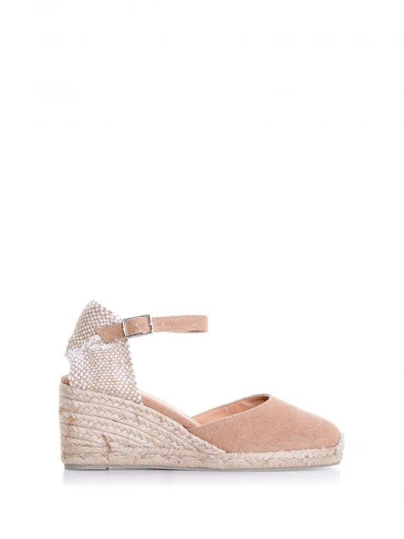 Pink Carol wedge in raffia