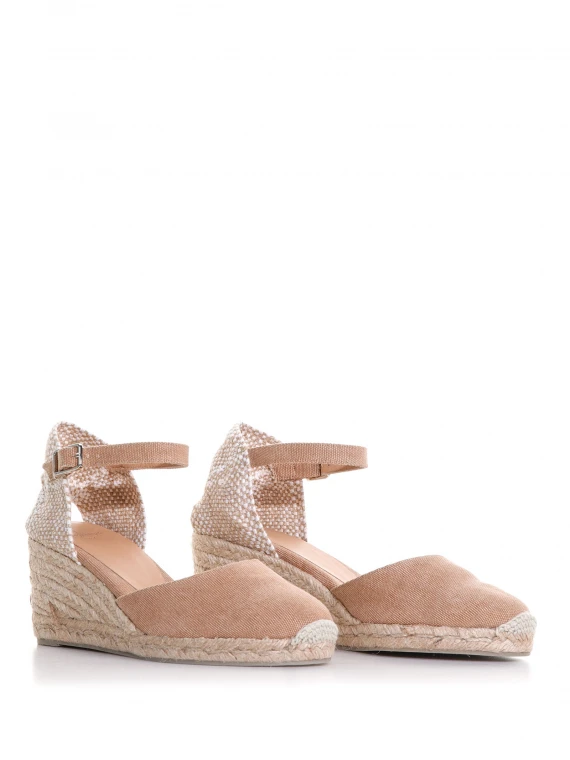 Pink Carol wedge in raffia