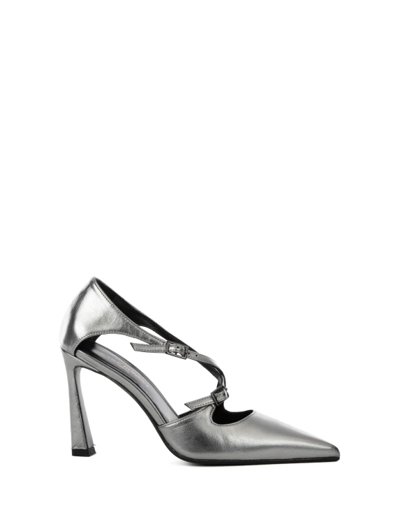 Décolleté in pelle laminata