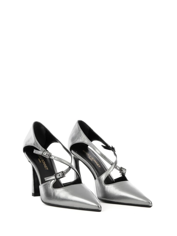 Décolleté in pelle laminata