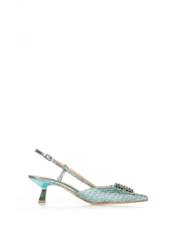 Slingback pump with jewel accessory