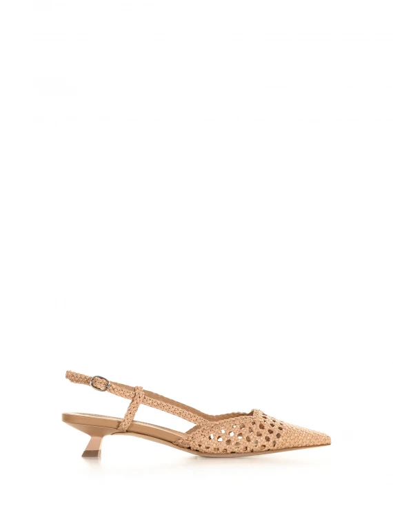 Slingback nude in pelle intrecciata