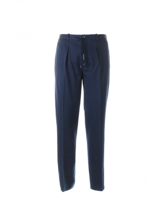 Piqué trousers with drawstring