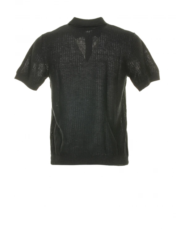 Openwork knit polo shirt