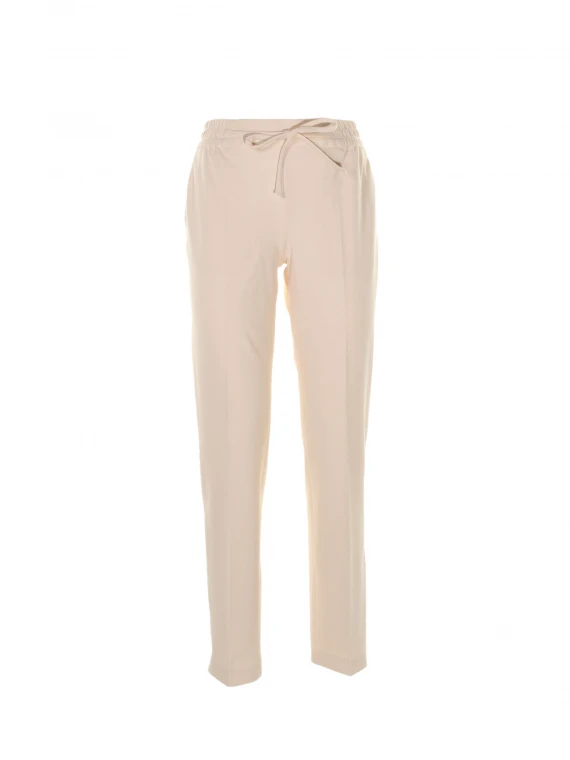 High-waisted piqué trousers