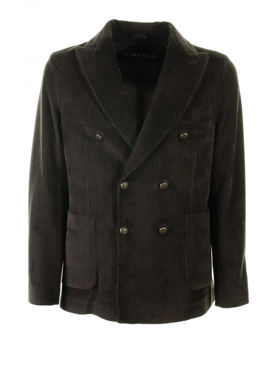 Double-breasted corduroy jacket