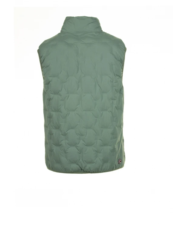 Gilet verde trapuntato in piuma