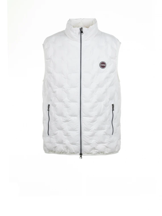 Gilet bianco trapuntato in piuma