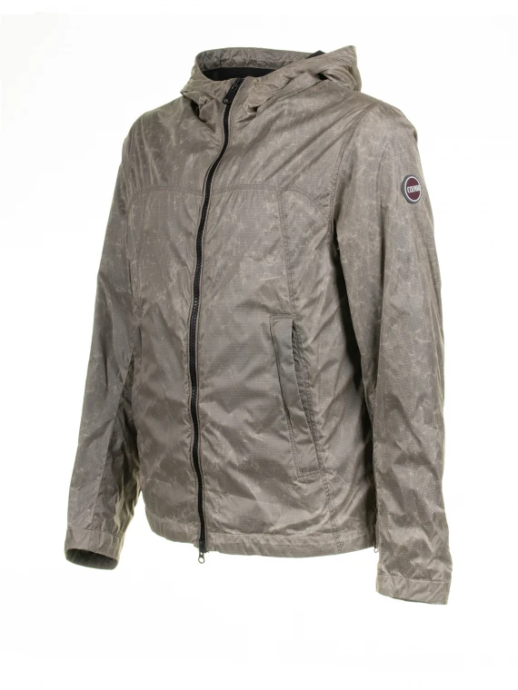 Jacket with hood in waxed fabric