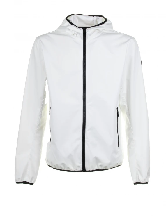 White softshell jacket with hood