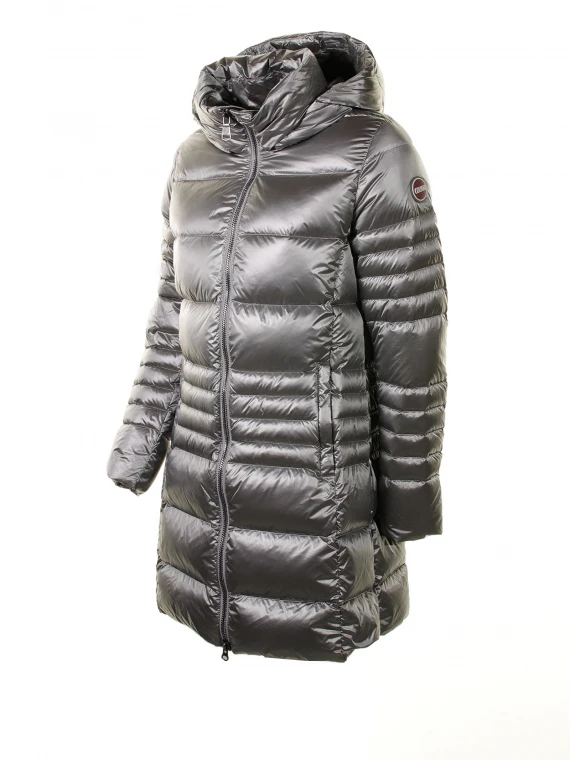 Long down jacket with detachable hood