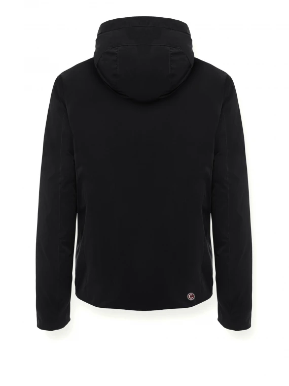 Piumino nero reversibile con zip e cappuccio