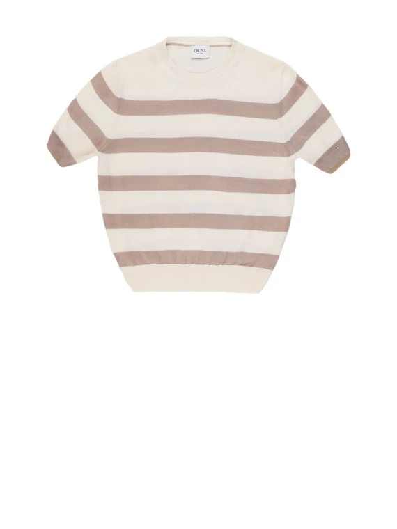 T-shirt donna a righe in cotone