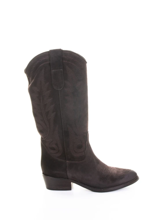 Stivale texano testa di moro in suede