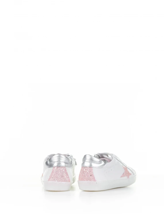 Sneaker bianco rosa con glitter