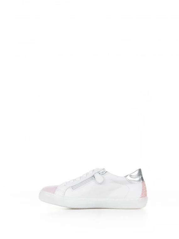 Sneaker bianco rosa con glitter