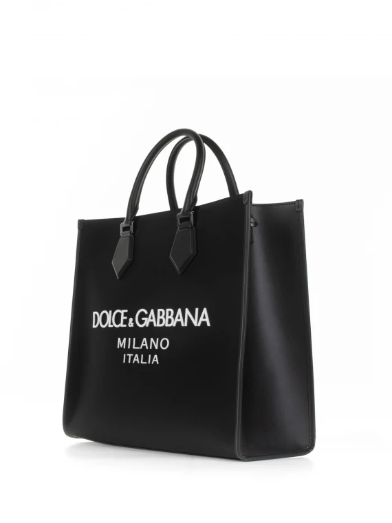 Shopping bag grande con logo gommato