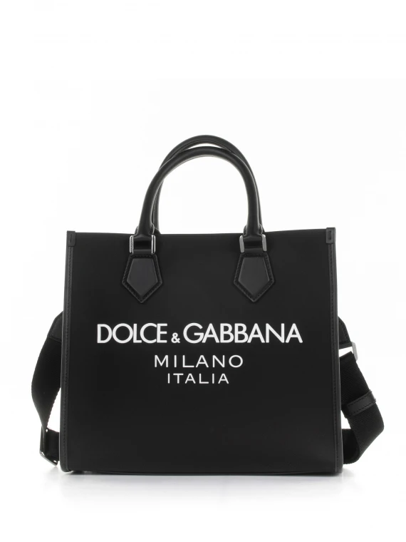 Shopping bag grande con logo gommato