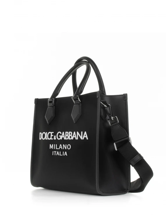 Shopping bag grande con logo gommato