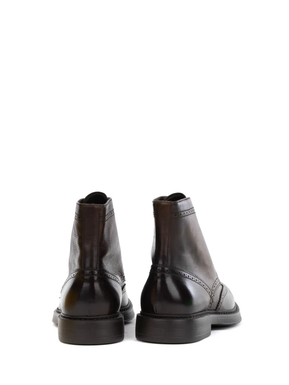 Brown Swallowtail Leather Ankle Boot